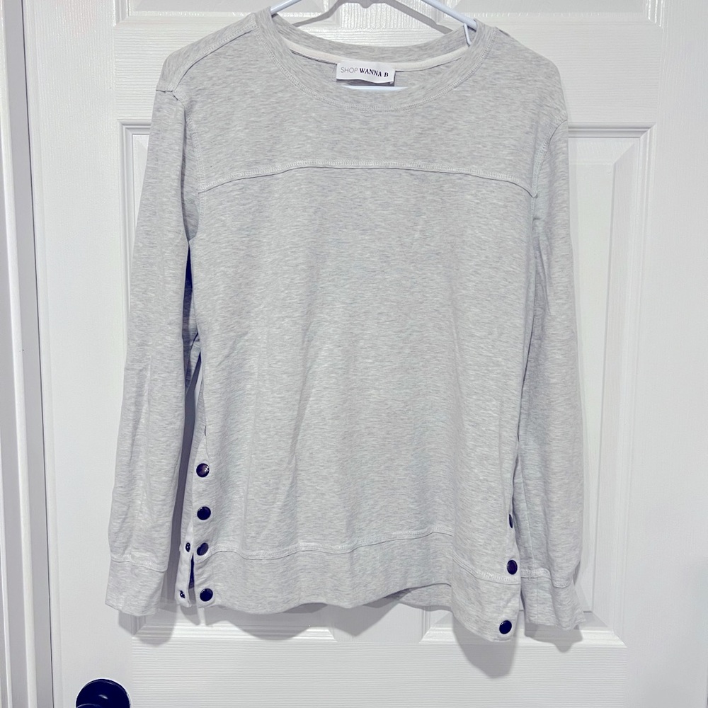 Shop Wanna B Long Sleeve Side Button Top